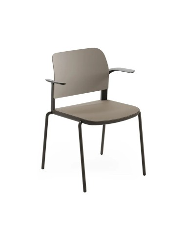 Chaise de réunion Volo avec accoudoirs et structure légère pour salle de conférence en brun