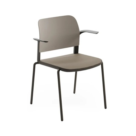 Chaise de réunion Volo avec accoudoirs et structure légère pour salle de conférence en brun