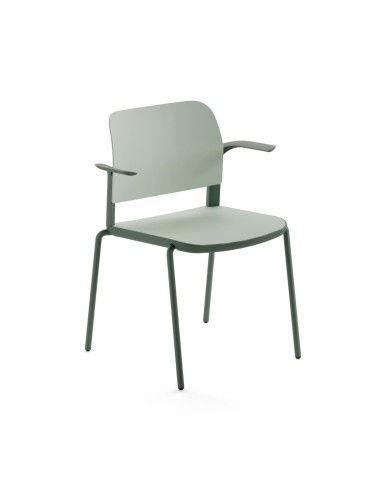 Chaise verte volo 220 avec accoudoirs pour espaces professionnels suisses