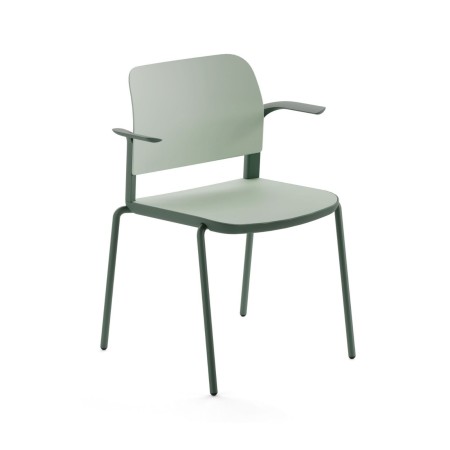Chaise verte volo 220 avec accoudoirs pour espaces professionnels suisses