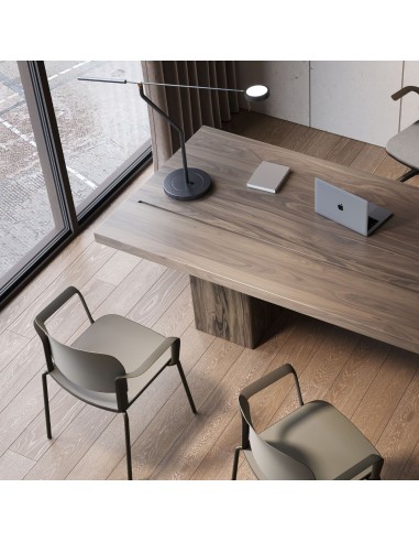 Bureau professionnel à Bern avec chaises brunes Volo avec accoudoirs ronds design