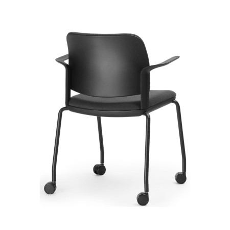 Chaise Volo noire avec roulettes et accoudoirs de dos