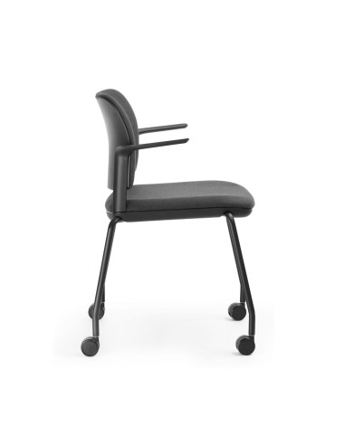 Chaise Volo noire en plastique rembourrée pour salle de formation et espaces pros suisses