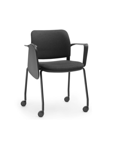 Chaise Volo noire avec tablette écritoire pour salles de formation suisses
