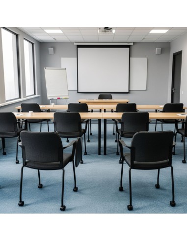 Salle de formation équipée de chaises Volo empilables pour environnement professionnel