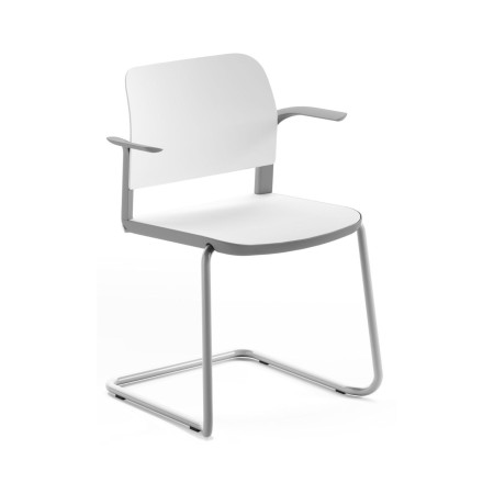 Chaise de réunion design Volo VO 230 avec accoudoirs et piètement luge