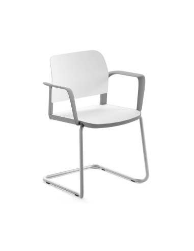 Chaise de réunion design Volo VO 23C avec accoudoirs et piètement luge