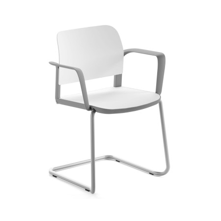 Chaise de réunion design Volo VO 23C avec accoudoirs et piètement luge