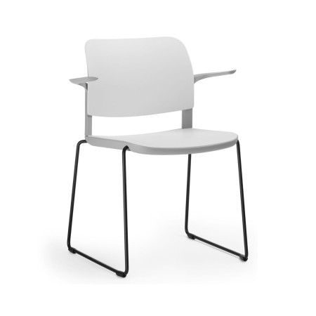 Chaise de réunion Volo VO 270 avec accoudoirs, assise plastique, piètement luge acier