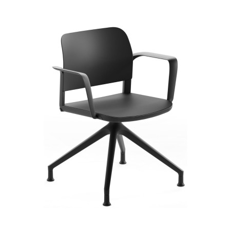 Chaise de réunion pivotante Volo VO 4RC avec accoudoirs, piètement 4 branches, usage professionnel