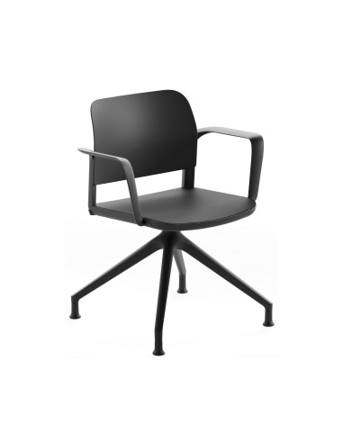 Chaise de réunion pivotante Volo VO 4RC avec accoudoirs, piètement 4 branches, usage professionnel