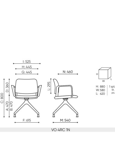 Dimensions de la chaise VO 4RC