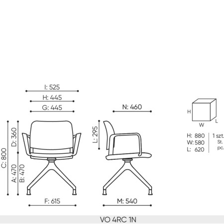 Dimensions de la chaise VO 4RC
