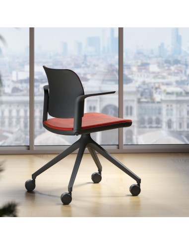 Chaise volo avec assise confortable et roulettes pour espaces de coworking en Suisse