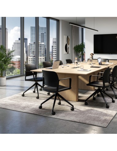 Bureau bernois avec chaises Volo à roulettes pour espaces professionnels