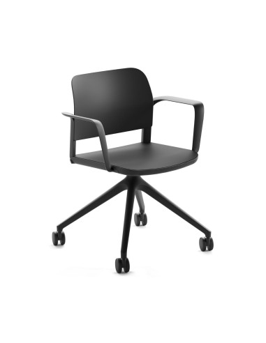 Chaise Volo mobile pour salle de formation, piètement 4 branches avec roulettes