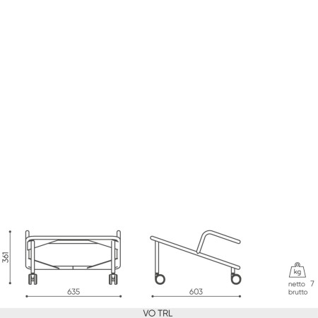 Dimensions Chariot professionnel pour collectivités et salles de formation modulables