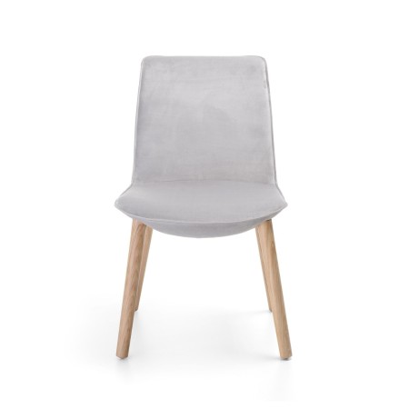Chaise Lumi à piètement bois pour espaces publics et collectivités, assise rembourrée