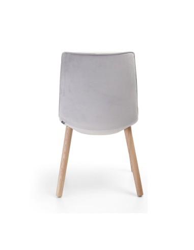Vue de dos de la chaise lumi avec pieds en bois et dossier confortable