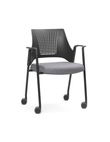 Chaise de conférence Momo MO 260 avec roulettes et assise tapissée