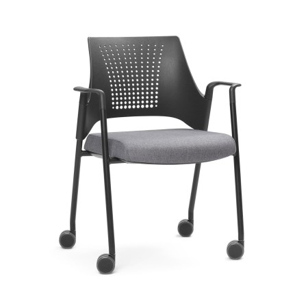 Chaise de conférence Momo MO 260 avec roulettes et assise tapissée