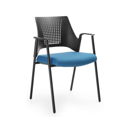 Chaise Momo 220 vue trois quarts avec structure métallique noire