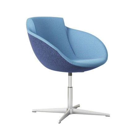 Chaise Tula pivotante en tissu bicolore bleu avec pied étoile aluminium – Tula