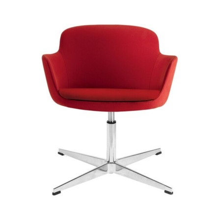 Modèle Danae rouge vif avec accoudoirs intégrés et piètement en aluminium – Danae