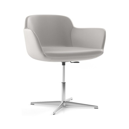 Chaise Danae avec assise tissu gris clair et base pivotante étoile – Danae