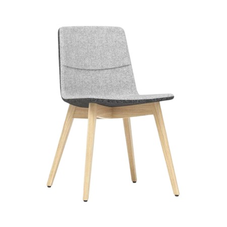 Chaise TWIST&SIT bicolore avec coque tissu gris clair et pieds bois clair