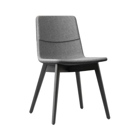 Chaise TWIST&SIT avec coque tissu gris foncé et pieds bois foncé