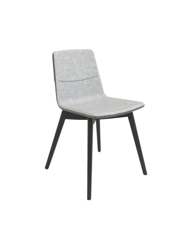 Chaise visiteur TWIST&SIT tissu gris avec piètement bois foncé