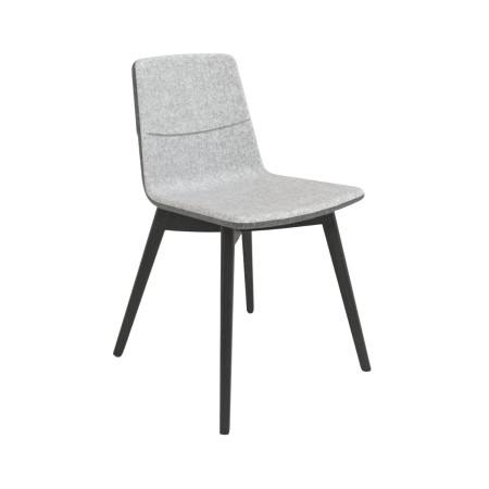 Chaise visiteur TWIST&SIT tissu gris avec piètement bois foncé