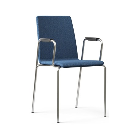 Chaise bleu avec accoudoirs et piétement chromé – Moon