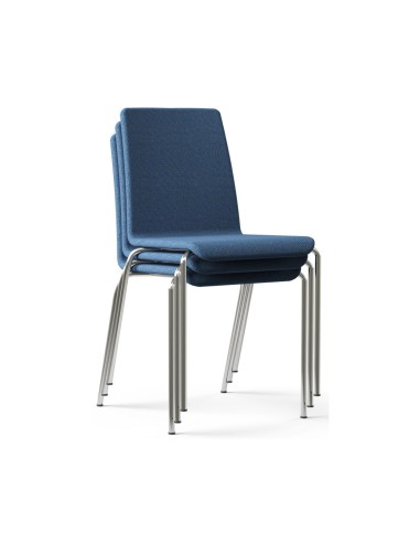 Chaise Moon tissu bleu, pieds noirs, vue latérale – Moon