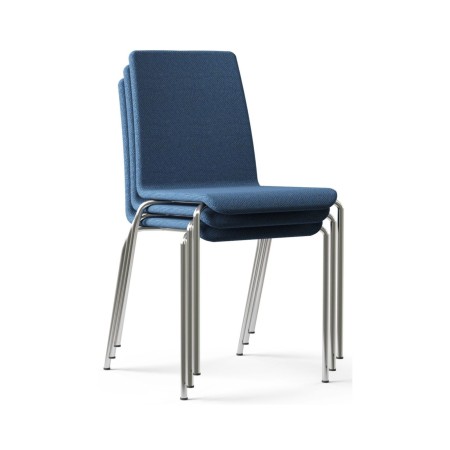 Chaise Moon tissu bleu, pieds noirs, vue latérale – Moon