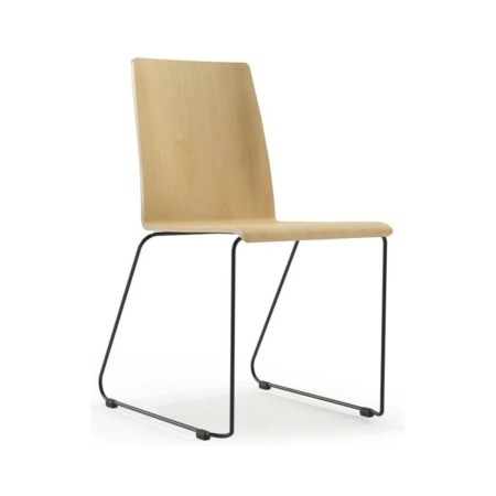 Chaise Moon Wood finition bois clair et piètement traîneau blanc – Moon Wood