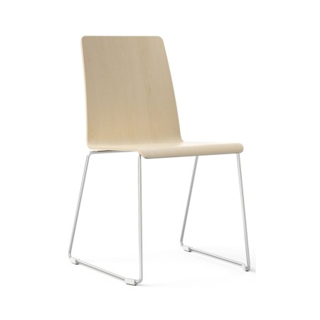 Chaise visiteur Moon Wood avec coque bois clair et piètement blanc – Moon Wood