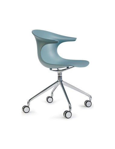 Chaise de réunion pivotante à roulettes bleu – Loop Mono Design