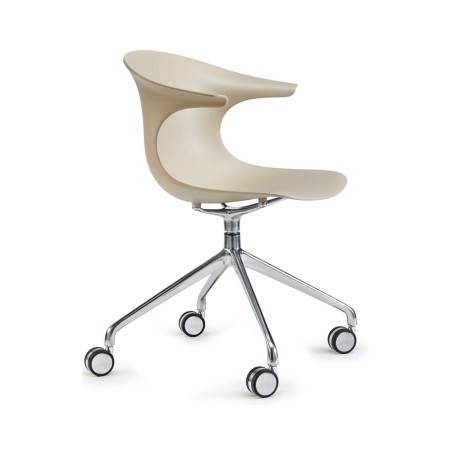 Chaise de réunion pivotante à roulettes sable – Loop Mono Design