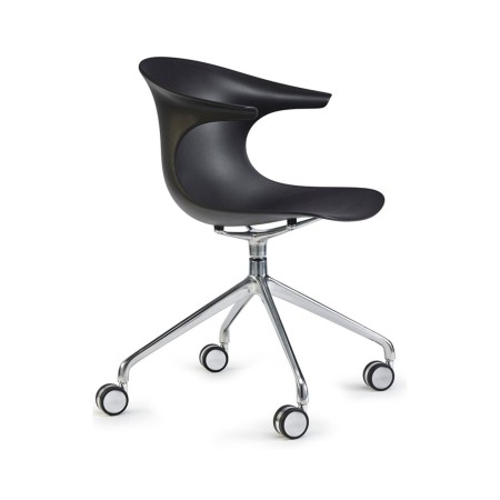 Chaise de réunion pivotante à roulettes rouge – Loop Mono Design 2