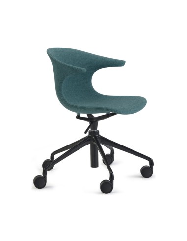 Chaise réunion tapissée à roulettes 5 branches – Loop Mono Design