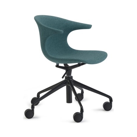 Chaise réunion tapissée à roulettes 5 branches – Loop Mono Design
