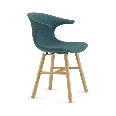 Chaise tapissée rétro bois coniques pour cafétéria ou salle d’attente