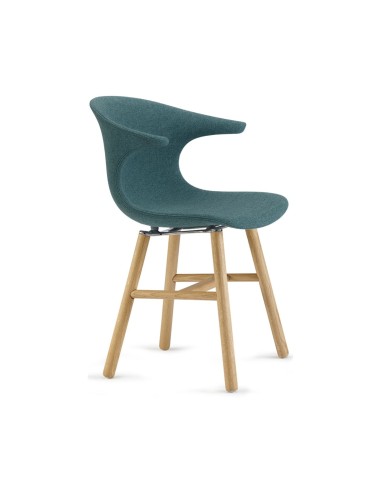 Chaise tapissée rétro bois coniques pour cafétéria ou salle d’attente