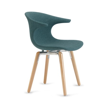 Chaise coque tissu pieds bois hêtre naturel – Loop Mono Design