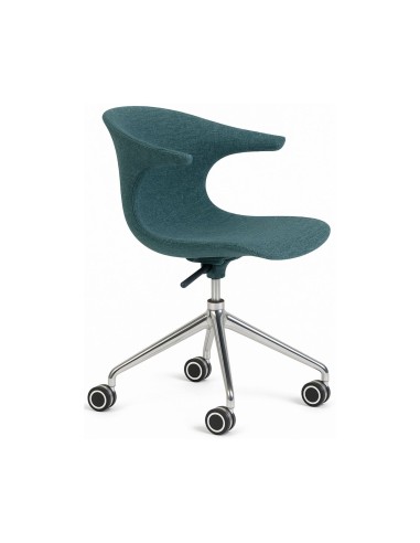 Chaise réglable 4 branches à roulettes tissu bleu – Loop Mono Design
