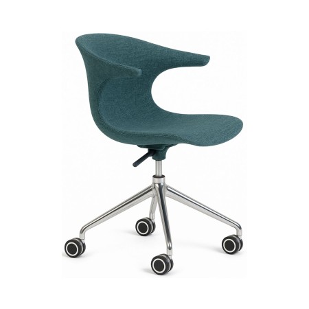 Chaise réglable 4 branches à roulettes tissu bleu – Loop Mono Design