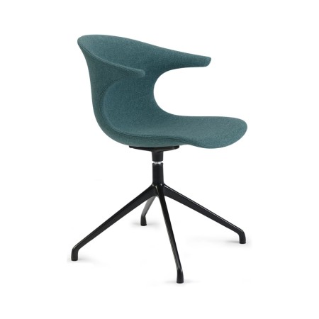 Chaise tapissée pivotante Loop Mono Design 4 branches tissu bleu