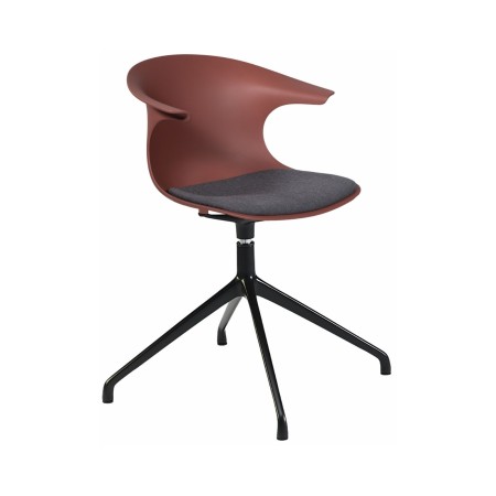 Chaise rouge brique pivotante avec assise tissu gris et pied étoile – Loop Mono